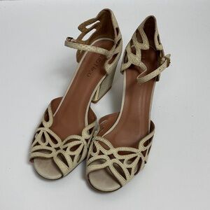 Klub Nico Elegant Beige Women's Chunky Cutout Heels - 10